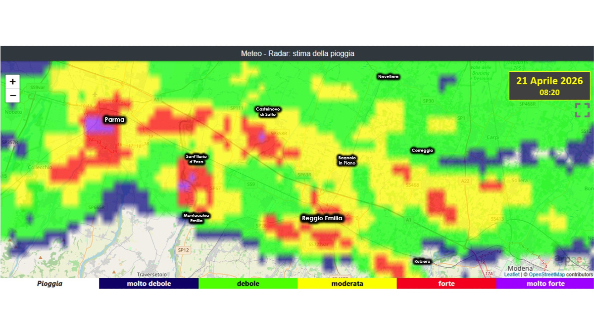 Bollettino meteo delle 08:30 - Temporale varca la Via Emilia verso sud
