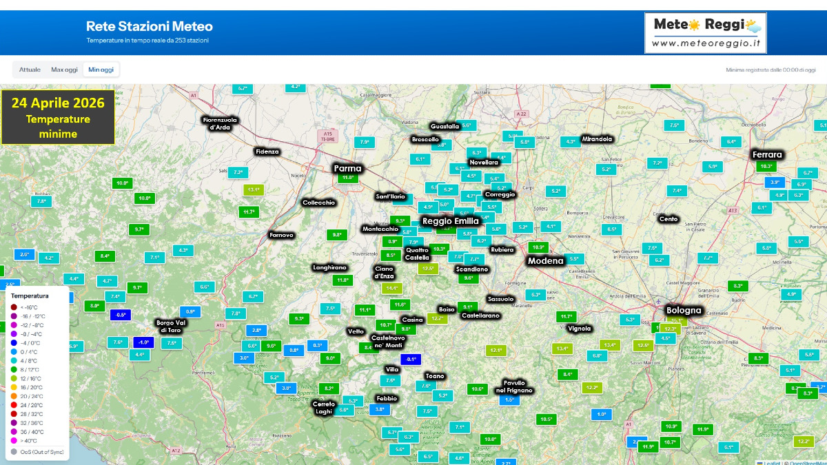 Bollettino meteo delle 07:30 - Sereno su tutto il reggiano