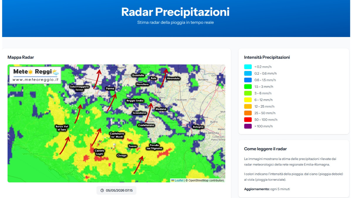 Bollettino meteo delle 08:00 - Pioggia in aumento