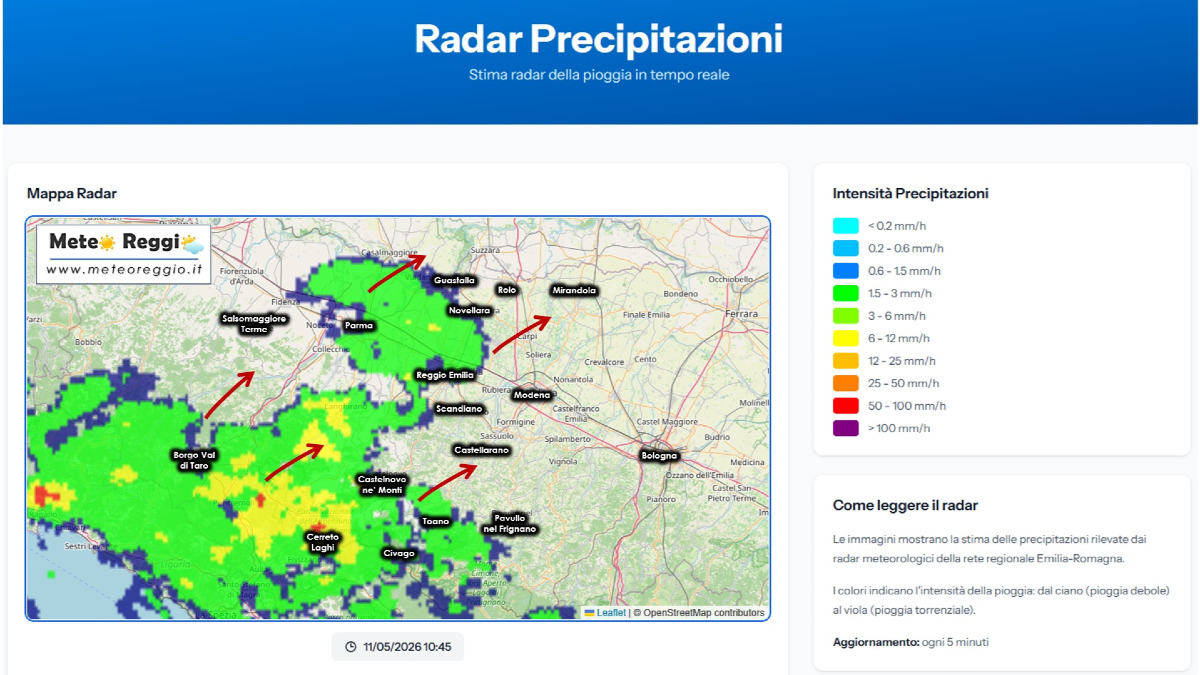 Bollettino meteo delle 11:10 - Piogge e vento