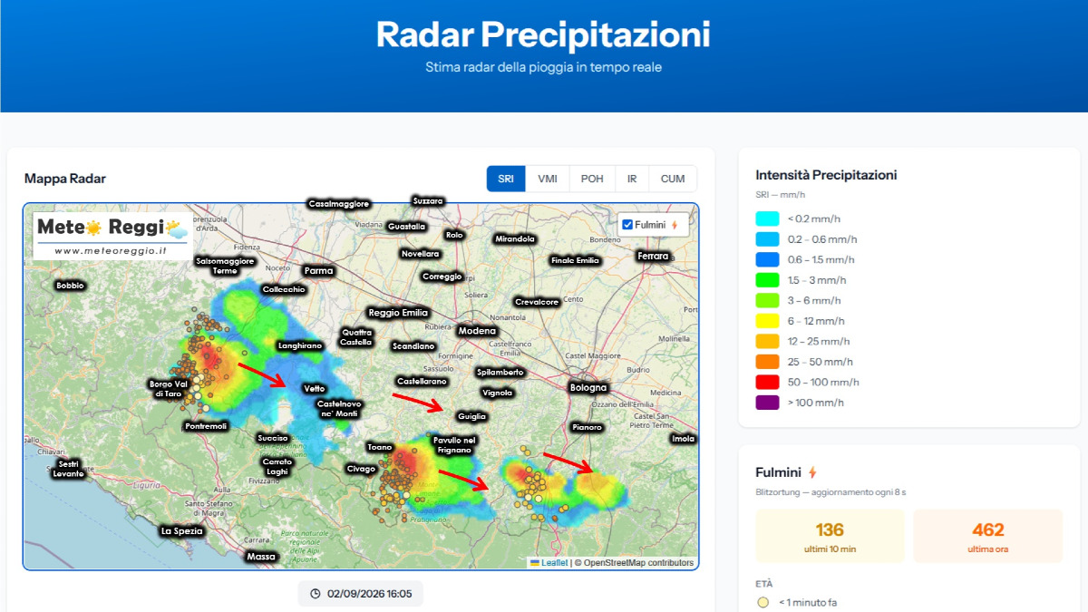 Bollettino meteo delle 16:25 - Temporali sparsi sull'Appennino emiliano