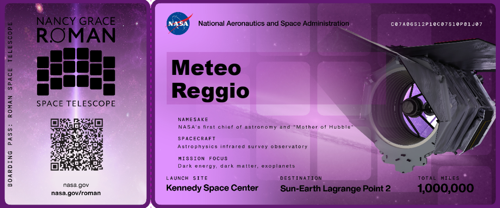 Il tuo nome a un milione di miglia dalla Terra: Vola nello spazio profondo con il Telescopio Roman della NASA!