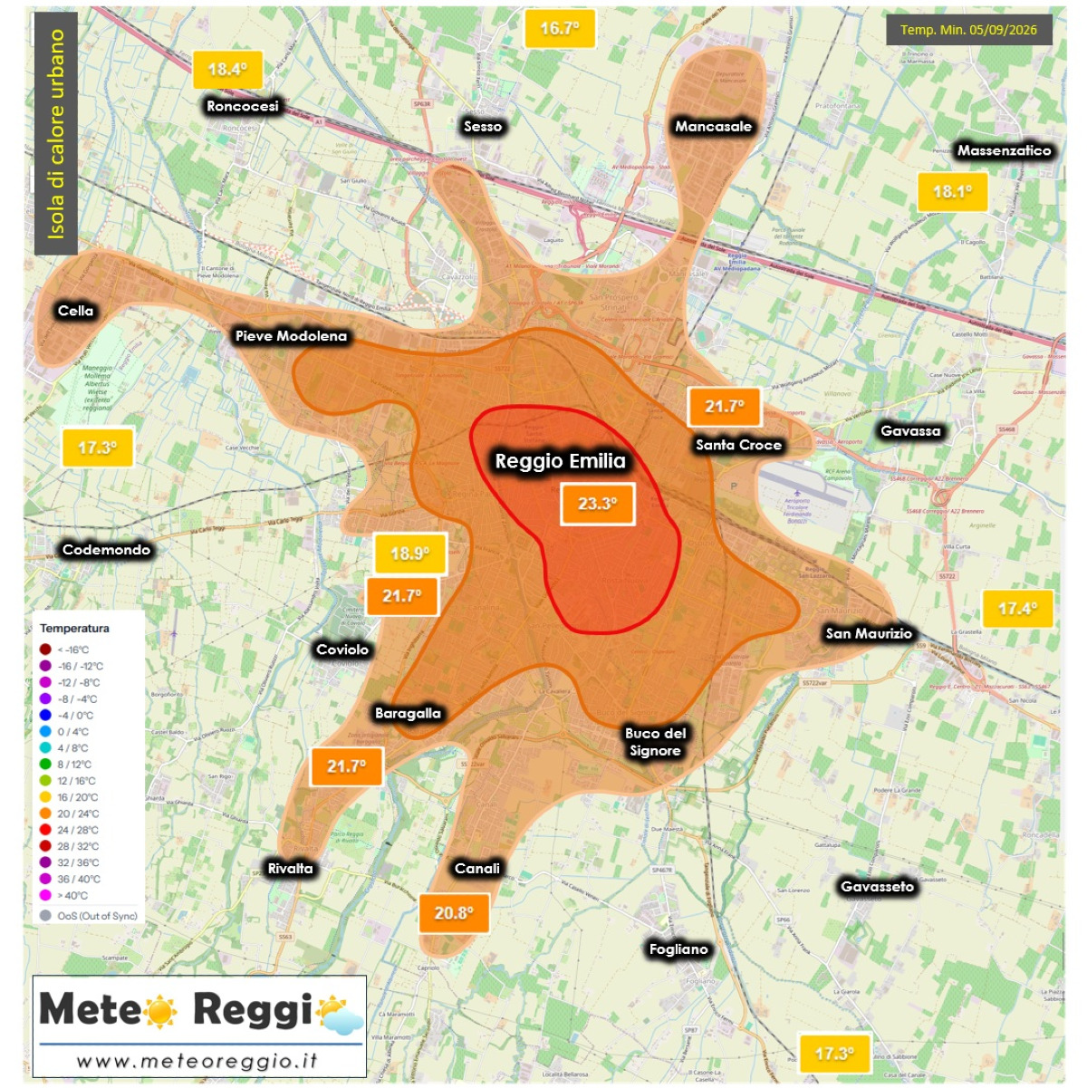 L'isola di calore urbano: perché il centro di Reggio Emilia "scotta" anche di notte (e perché fa altrettanto caldo in collina)